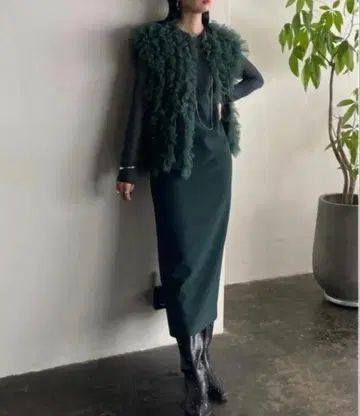 ameri vintage 튤 베스트 세트 드레스 그린