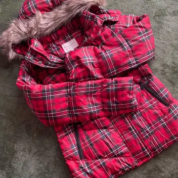 Down Collection 빨간색 체크 다운 자켓