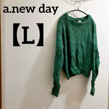 a.new day [ L ] 그린 긴팔 니트 심플 무지 가을/겨울