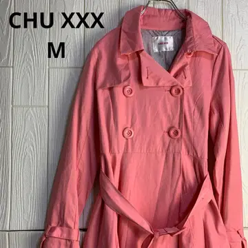 CHU XXX 핑크 트렌치코트 72cm 기장 허리 리본 M 사이즈