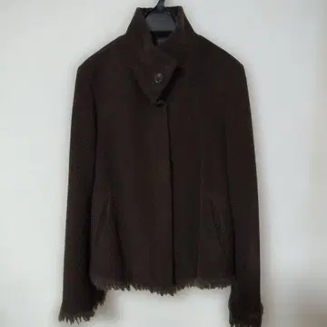 다크 브라운 헤링본 프린지 자켓