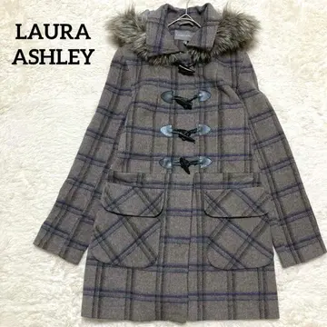 로라 애슐리 더플 코트 36 체크 무늬 퍼 토글 버튼