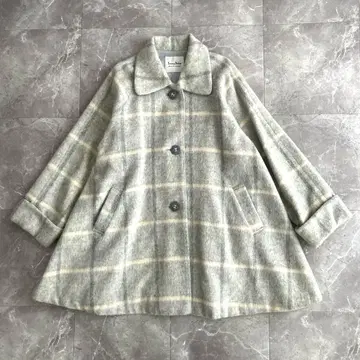 써니 데이지 체크 무늬 울 코트 텐트 라인 코트 래글런 소매