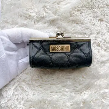 MOSCHINO 모스키노 가마구치 코인 케이스 블랙 가죽