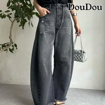 DouDou 두두 데미지 커브 데님 데미지 가공 데님