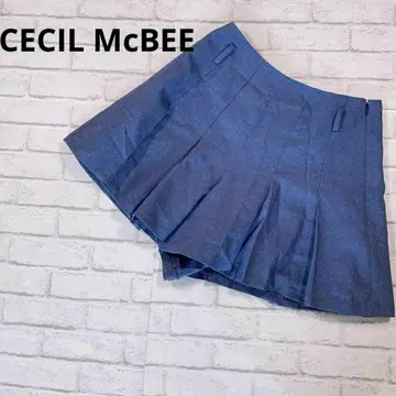 e064 [세실 맥비] 플리츠 숏팬츠 블루 M 큐롯