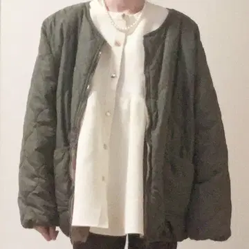 속기모 리버서블 퀼팅 자켓 카키