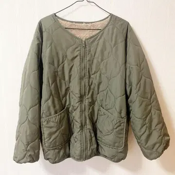 속기모 리버서블 퀼팅 자켓 카키