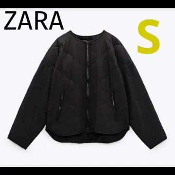 [ 새상품급 ] ZARA 탑 스티치 퍼프 자켓 퀼팅 블루종 S