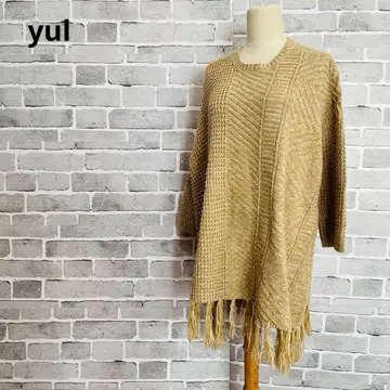 프린지 니트 튜닉 원피스 긴팔 넉넉한 겨울 B699