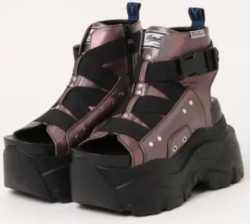 yosuke 통굽 벨티드 부츠 샌들 건메탈 핑크