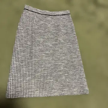 무릎 기장 라메 믹스 스커트