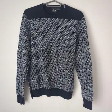 Armani Exchange 파도 무늬 크루넥 스웨터