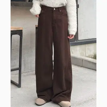 택 포함 새상품 LE MORE 와이드 데님 팬츠 브라운