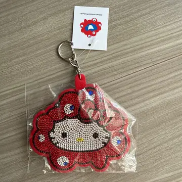 EXPO2025 헬로키티 반짝이는 가죽 키링 미사용