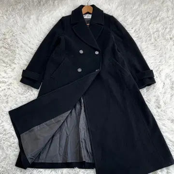 NATURAL BEAUTY BASIC 빅 칼라 더블 체스터 코트 블랙