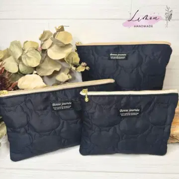 고양이 패턴 퀼팅 파우치 3종 세트