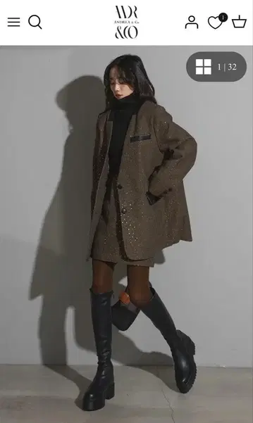 ANDREA&Co. 샤이니 가죽 콤비 셋업