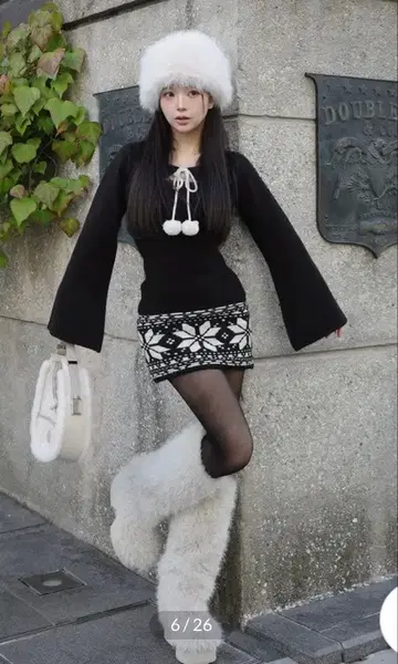 darich 노르딕 패널 니트 미니 원피스