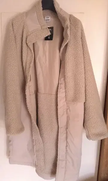 베이지 보아 롱 코트