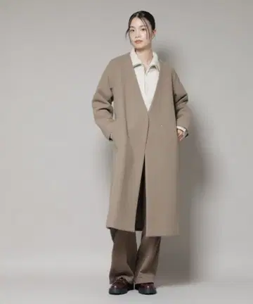 NANO universe V넥 노카라 코트 2025 AW 모카