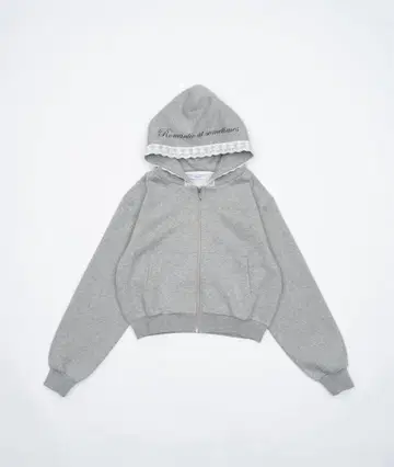 Smyeon 레이스 부착 컴팩트 지퍼 후디 그레이