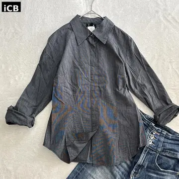 v45 [ iCB ] 일본제 코튼 셔츠 스트라이프 9호 그레이 계열 긴팔