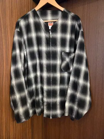 HINSON 힌손 풀 집업 가디건 셔츠 옴브레 체크 M