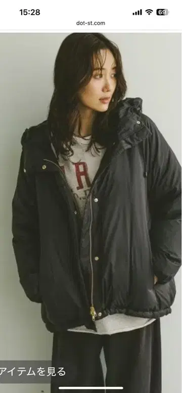 GLOBAL WORK 에어 럭스 다운 후드 블루종 블랙