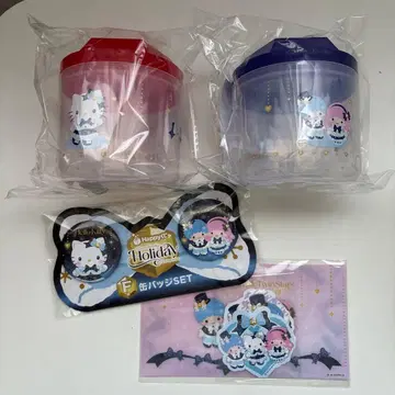 산리오 Happy 복권 키티 키키라라 캔뱃지 캐니스터 스티커 SET