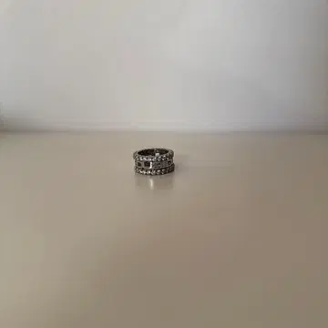 DUB 실버 레이어드 반지 스톤 포함