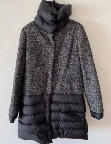 후드 부착 다운 자켓 그레이 계열