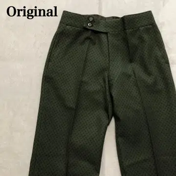 오리지널 벨보텀 플레어 팬츠 코몬 무늬 레트로 카키 M 남성용