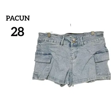 PACUN [ 28 ] 로우라이즈 카고 숏 숏팬츠 라이트 블루