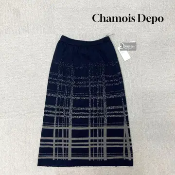 새상품 Chamois Depo 롱 스커트 네이비 M 사이즈 울