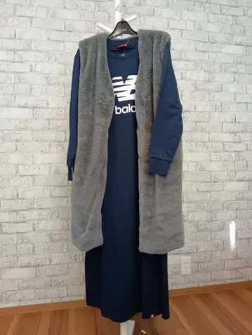 LL 새상품 부드러운 따뜻한 퍼 롱 베스트 안감 포함 그레이