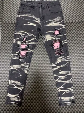 데미지 가공 스키니 데님 블랙 LOW TYPE DENIM L 사이즈