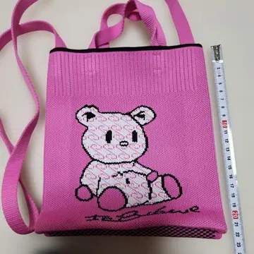 곰 디자인 핑크 숄더백