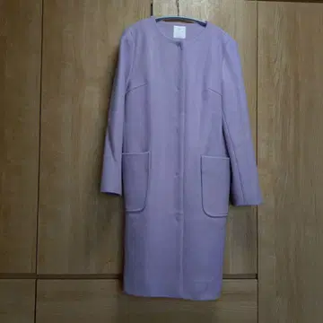 연보라색 롱 코트 울 혼방