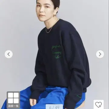 뷰티&유스 자수 니트 네이비