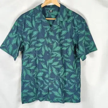 UNIQLO 반팔 셔츠 하와이안 셔츠 S 네이비 보타니컬 B4179