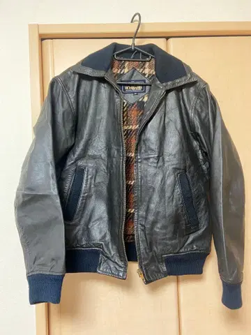 [80s] 천연 가죽 블루종 M 사이즈 빈티지