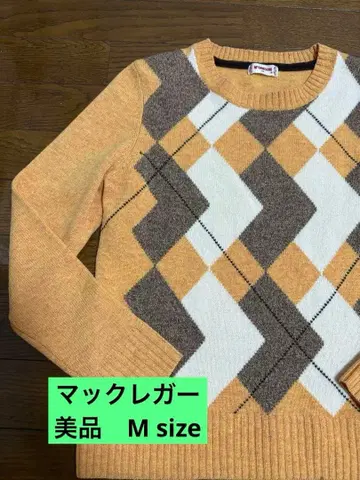 맥레거 아가일 무늬 니트 스웨터 M 여성용 고급 깔끔 미마녀