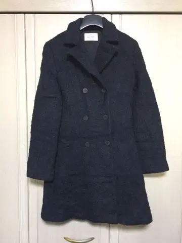 MITSUMINE 다크 그레이 더블 브레스트 코트