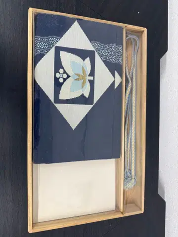 레트로 일본 의류 원단 나무 상자 오비 원단 세트 고급 네이비 컬러 패턴