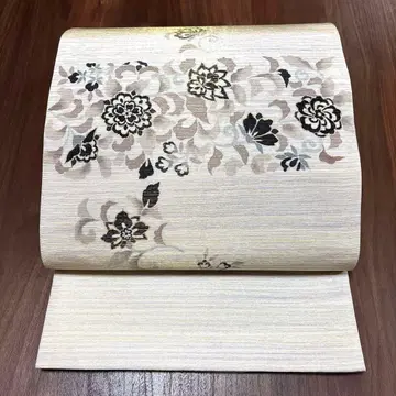 순수 실크 북 패턴 후쿠로 오비 [화당초 손글씨]