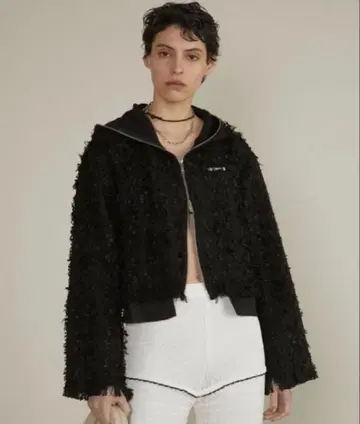 prank project 트위드 후디 Tweed Hoodie 블랙