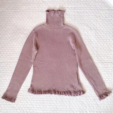 핑크하우스 면 100% 터틀넥 티셔츠 핑크