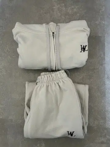 Signature relax wide pants+ hood zip-up