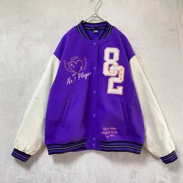 DIVIDED/바시티 자켓/S/와펜 자수 인조 가죽 스냅 버튼